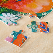 Illustration of fox hugging rabbit in the night ジグソーパズル (側面)