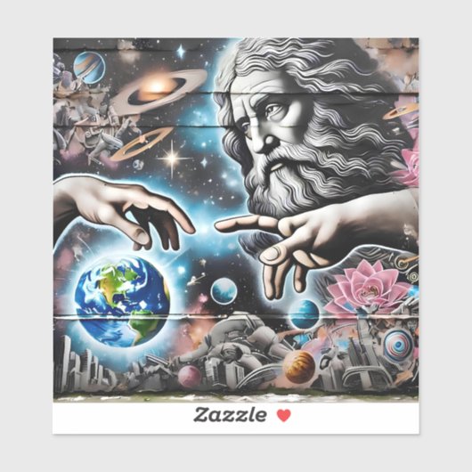  illustration of god creating the universe シール (シート)