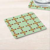 Illustration of hamburger patterns  スクエアペーパーコースター (アングル)