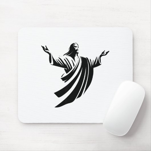 Illustration Of Jesus Christ Shadow With Open Arms マウスパッド (マウス)