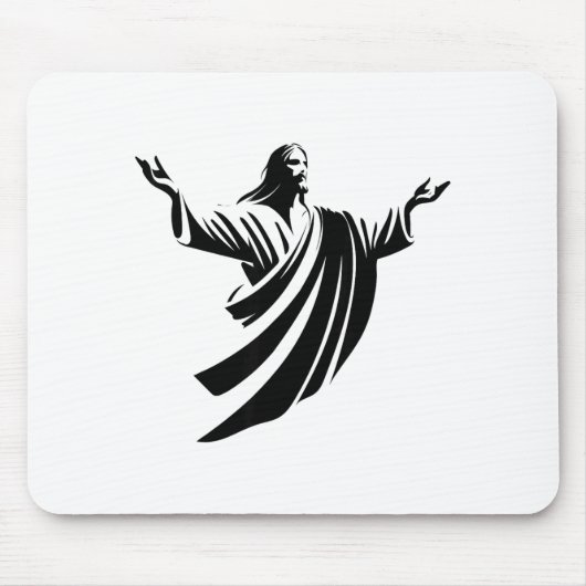 Illustration Of Jesus Christ Shadow With Open Arms マウスパッド (正面)
