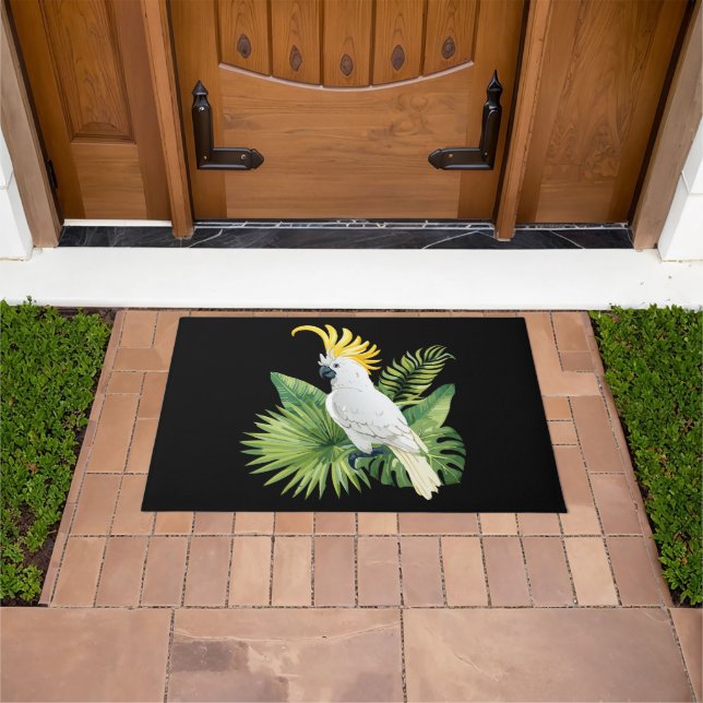 Illustration of parrot cockatoo ドアマット (室外)