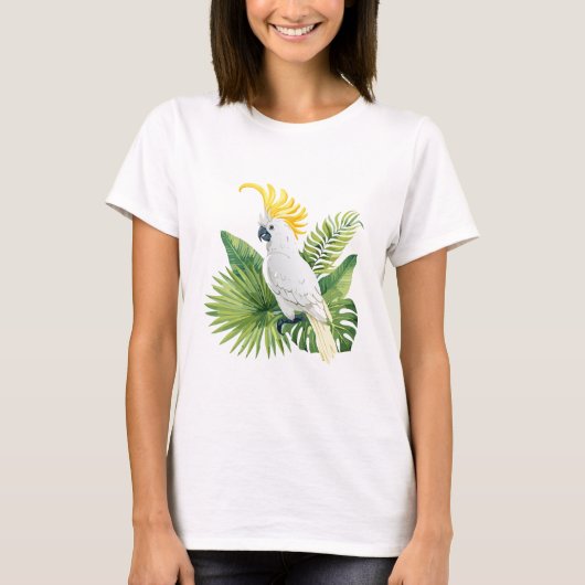 Illustration of parrot cockatoo tシャツ (正面)