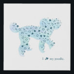 Illustration of poodle silhouette 　light blue  フェイクキャンバスプリント<br><div class="desc">The model is my dog. I designed her real image when she was young and healthy. 
I hope this illustration reminds someone of their pets who are really loved.</div>