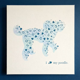 Illustration of poodle silhouette light blue フェイクキャンバスプリント