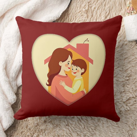 Illustration of the love between mother and daught クッション (ブランケット)