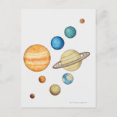 Illustration of the planets of the solar system ポストカード (正面)
