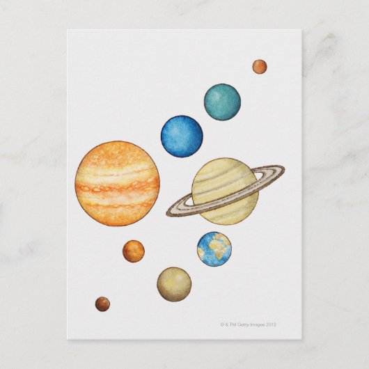 Illustration of the planets of the solar system ポストカード (正面)