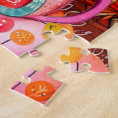 Illustration of two cats hugging in a cozy setting ジグソーパズル (側面)