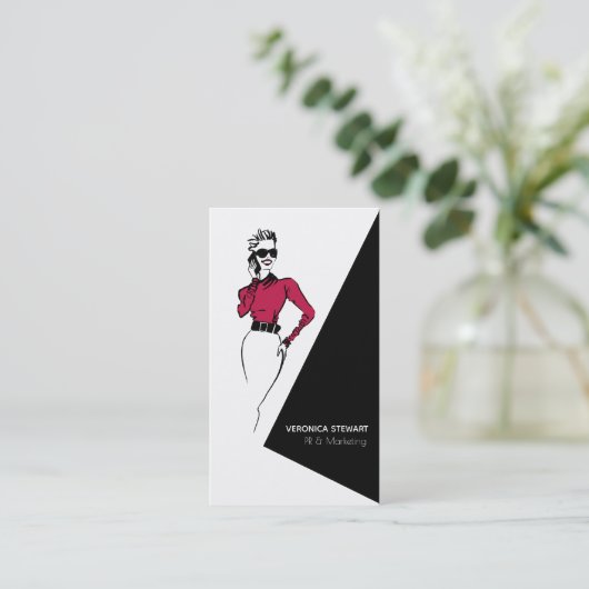 Illustration Officeビジネス女性 名刺 (スタンド正面)