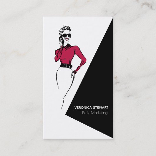 Illustration Officeビジネス女性 名刺 (正面)