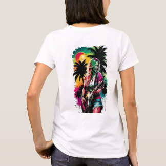 Illustration Pop Art Femme Guitare Acoustique et P Tシャツ