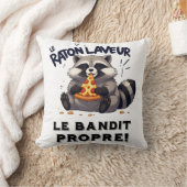 Illustration Raton Laveur Humour Le Bandit Propre クッション (ブランケット)