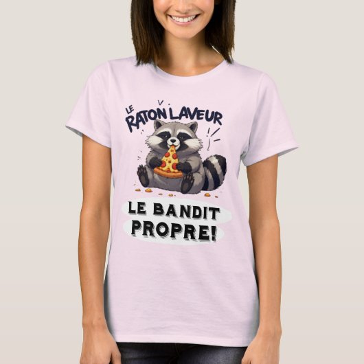 Illustration Raton Laveur Humour Le Bandit Propre" Tシャツ (正面)