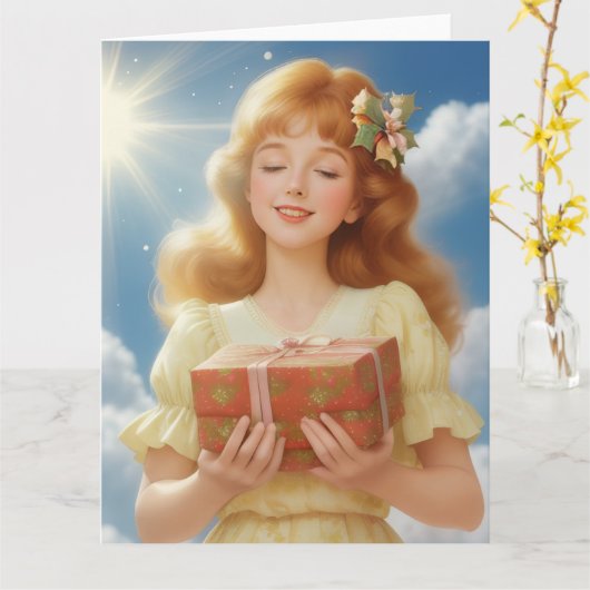 Illustration rétro de Noël カード (黄色い花)