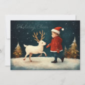 Illustration Young Boy Baby Reindeer カード (正面)