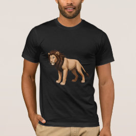Illustrative Lion with Full Brown Mane Tシャツ