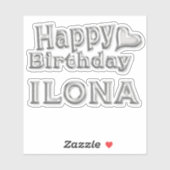 Ilona Happy Birthday silver Aufkleber Sticker シール (シート)