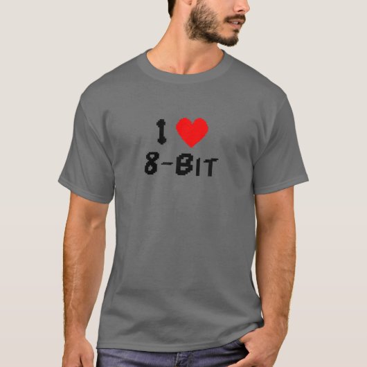 ILOVE 8-BIT – 旧校レトロ愛好家 Tシャツ (正面)