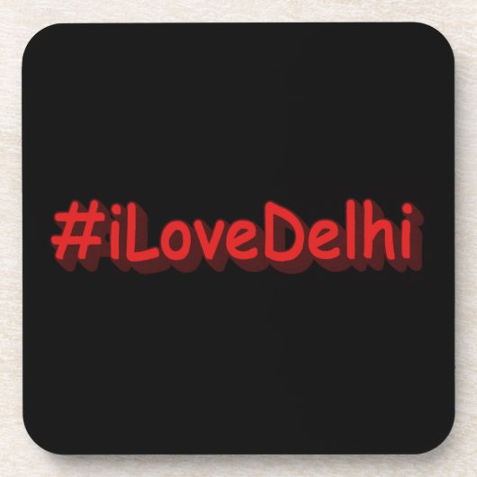 「#iLoveDelhi」かわいいデザイン。買今 コースター (正面)
