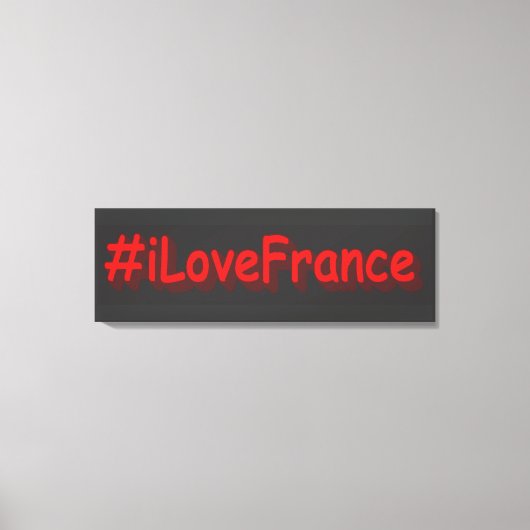 「#iLoveFrance」かわいいデザイン。買今 キャンバスプリント (正面)