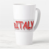 「#iLoveITALY」かわいいデザイン。買今 カフェラテマグ (右アングル)