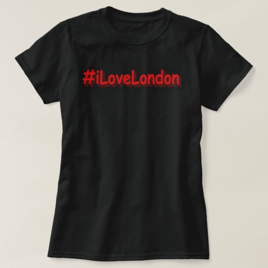 「#iLoveLondon」かわいいデザイン。買今 Tシャツ (デザイン正面)