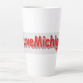 「#iLoveMichigan」かわいいデザイン。買今 カフェラテマグ (正面)