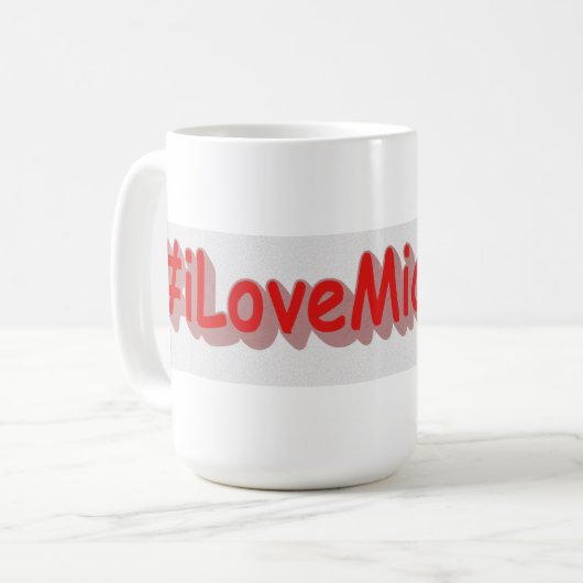 「#iLoveMichigan」かわいいデザイン。買今 コーヒーマグカップ (正面左)