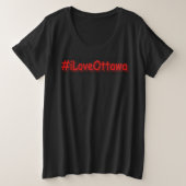 「#iLoveOttawa」かわいいデザイン。買今 プラスサイズTシャツ (デザイン正面)