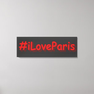 「#iLoveParis」かわいいデザイン。買今 キャンバスプリント