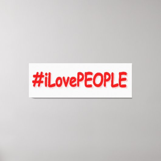 「#iLovePEOPLE」かわいいデザイン。買今 キャンバスプリント (正面)