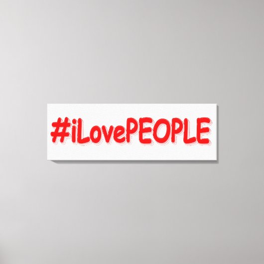 「#iLovePEOPLE」かわいいデザイン。買今 キャンバスプリント (正面)