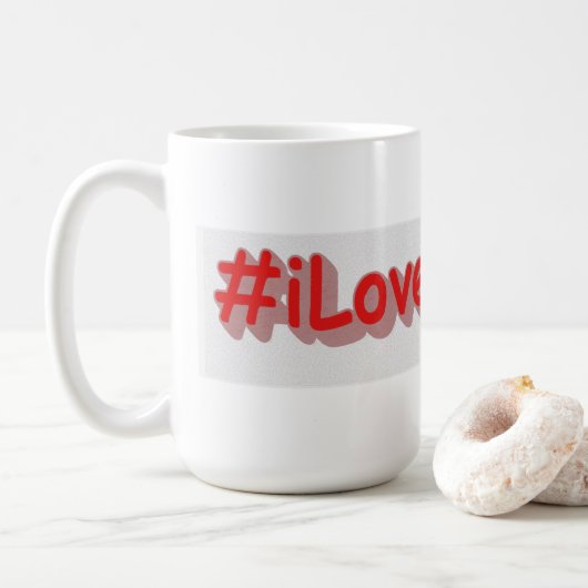 「#iLoveQuebec」かわいいデザイン。今買ラテマググ コーヒーマグカップ (ドーナツ)