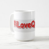「#iLoveQuebec」かわいいデザイン。今買ラテマググ コーヒーマグカップ (正面左)