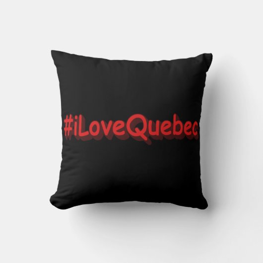 「#iLoveQuebec」かわいいデザイン。買今 クッション (正面)