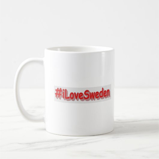 「#iLoveSweden」かわいいデザイン。買今 コーヒーマグカップ (左)