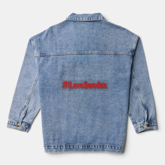 「#iLoveSweden」かわいいデザイン。買今 デニムジャケット (裏面)
