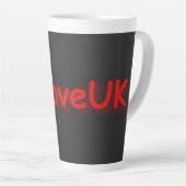 「#iLoveUK」かわいいデザイン。買今 カフェラテマグ (右アングル)