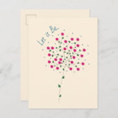 Ilustração Botânica em Rosa com Frase "Let it Be" ポストカード (正面/裏面)