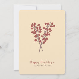 ilustración bayas rojas planta de navidad vintage シーズンカード