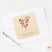 ilustración bayas rojas planta de navidad vintage スクエアシール (封筒)