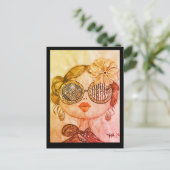 ilustración cara de chica fashión ポストカード (スタンド正面)