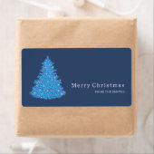 ilustración de árbol de Navidad azul ラベル (インサイチュ)