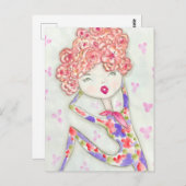 Ilustración de chica con una pose muy especial ポストカード (正面/裏面)