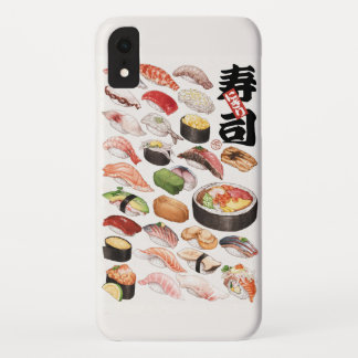 Ilustracion de comida japonesa de sushi iPhone XRケース