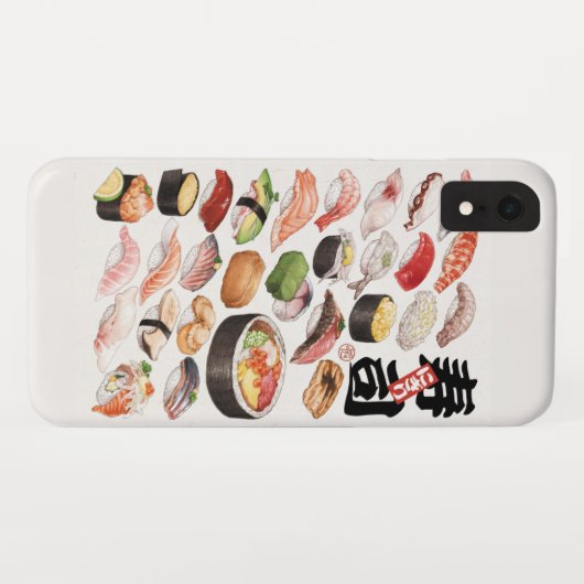 Ilustracion de comida japonesa de sushi Case-Mate iPhoneケース (裏面(横))