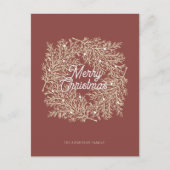 ilustración hojas abeto corona de Navidad rojo シーズンポストカード (正面)