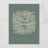 ilustración hojas abeto corona de Navidad verde シーズンポストカード (正面)