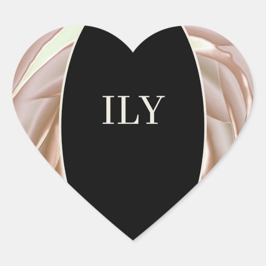 ILYステッカー クリームとブラック ハートシール (正面)